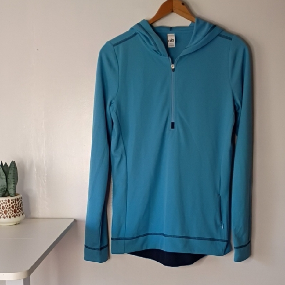 Alo Light Blue Half-Zip Hoodie Athletic Jacket size medium